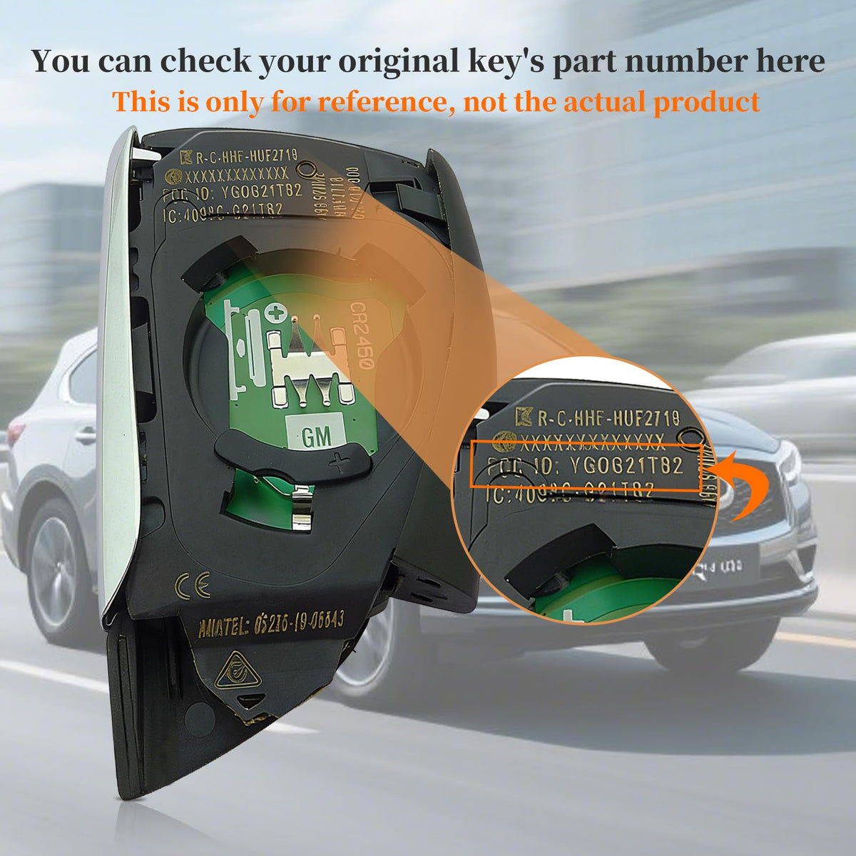 Keyecu replacement fob placed on vehicle dashboard demonstrating proper in-car fit