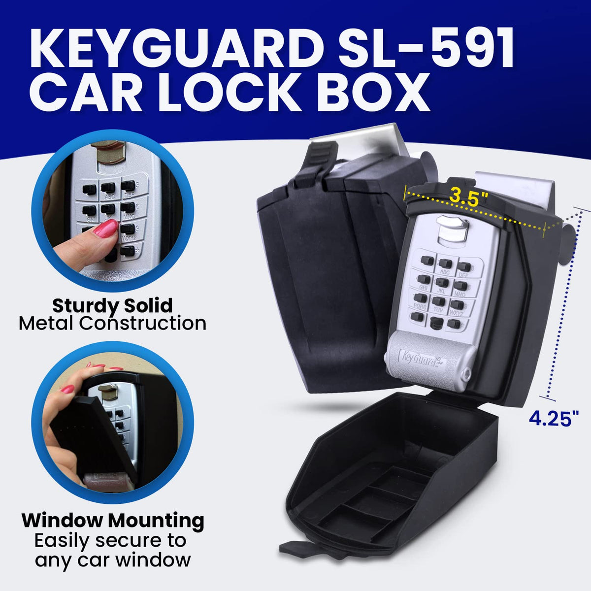 KeyGuard SL-591 closeup of large punch-button keypad for easy code entry