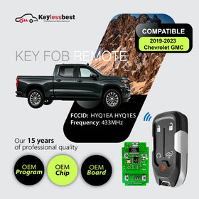 Keylessbest back label close-up showing FCC ID and part number for accurate fit