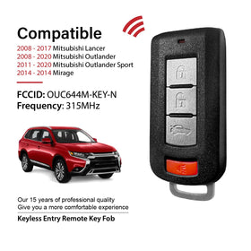 Keylessbest back label close-up showing FCC ID OUC644M-KEY-N for easy compatibility verification