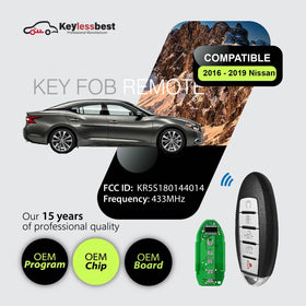 Keylessbest back label close-up displaying FCC ID and part numbers for compatibility verification
