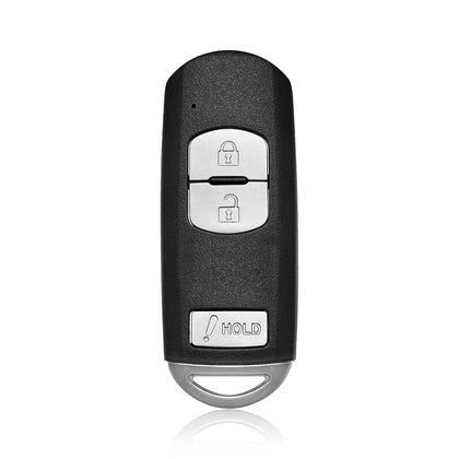 Keylessbest front view of Mazda 3 key fob showing button layout for easy replacement