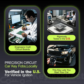 Keylessbest fob beside Silverado tailgate showing vehicle compatibility and convenience