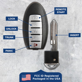KeylessOption fob on car console demonstrating ready-to-program use in vehicle