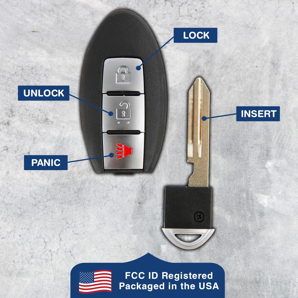 KeylessOption fob beside Nissan OEM key showing compatibility and seamless replacement