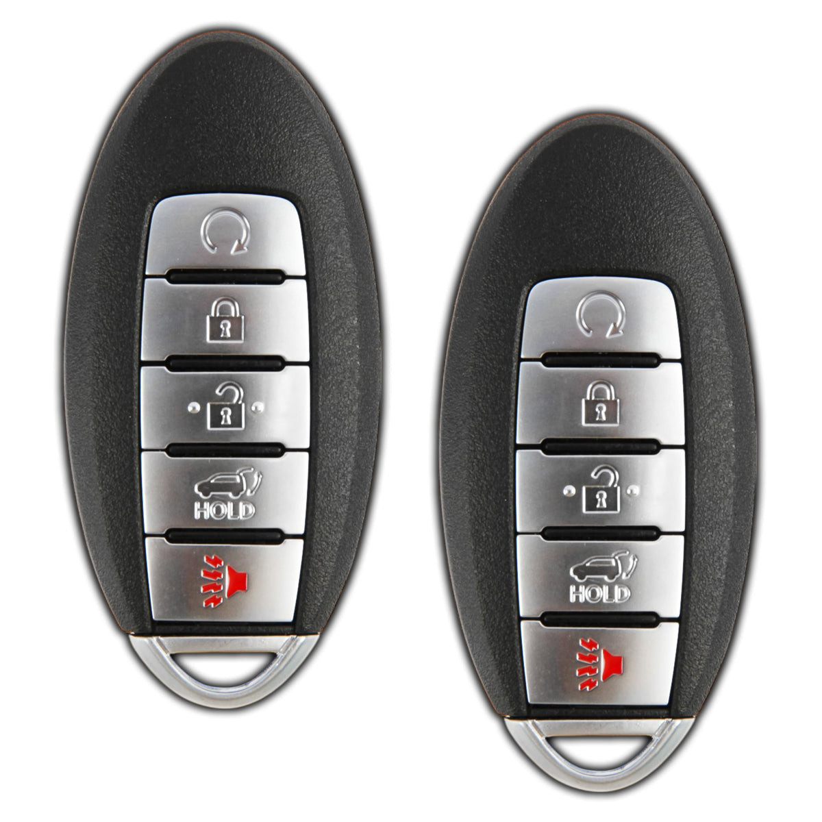 KeylessOption front view of replacement Nissan Rogue key fob showing complete packaging and benefits