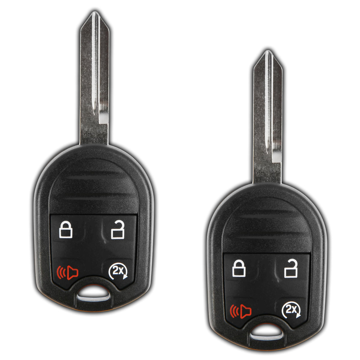 KeylessOption front view packaging showing two replacement fobs and warranty card for quick replacement