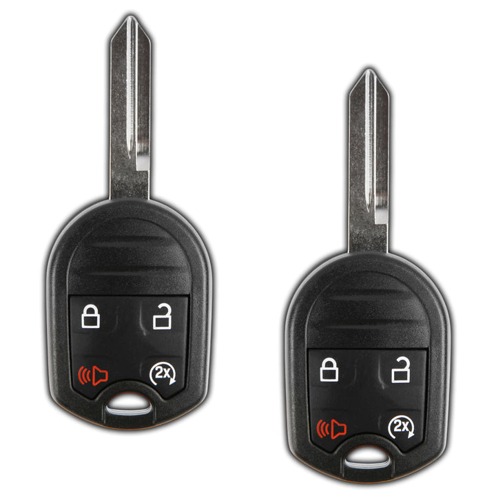 KeylessOption front view packaging showing two replacement fobs and warranty card for quick replacement