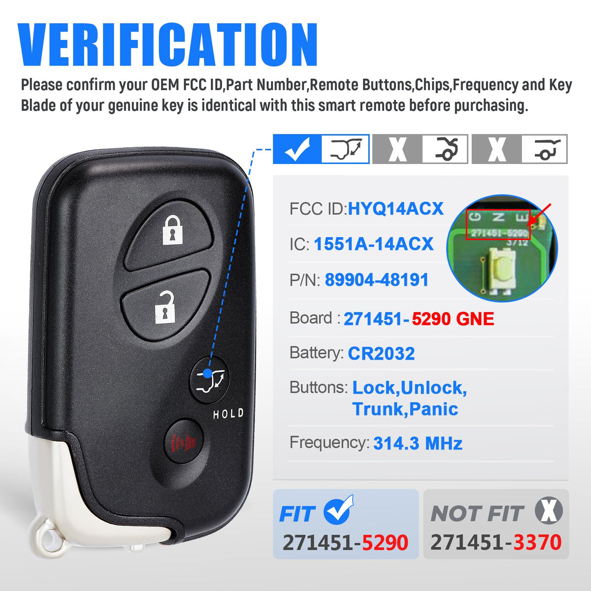 Keymall closeup of GNE 5290 circuit board and HYQ14ACX marking for compatibility verification
