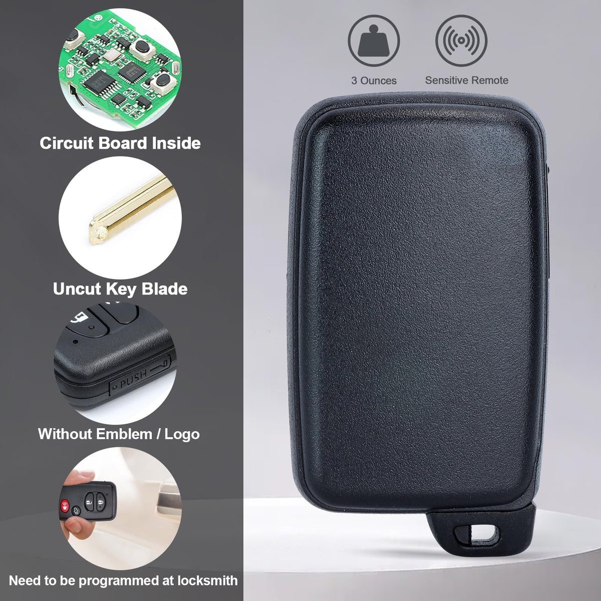 Keymall close look at lock unlock trunk panic buttons for clear user operation