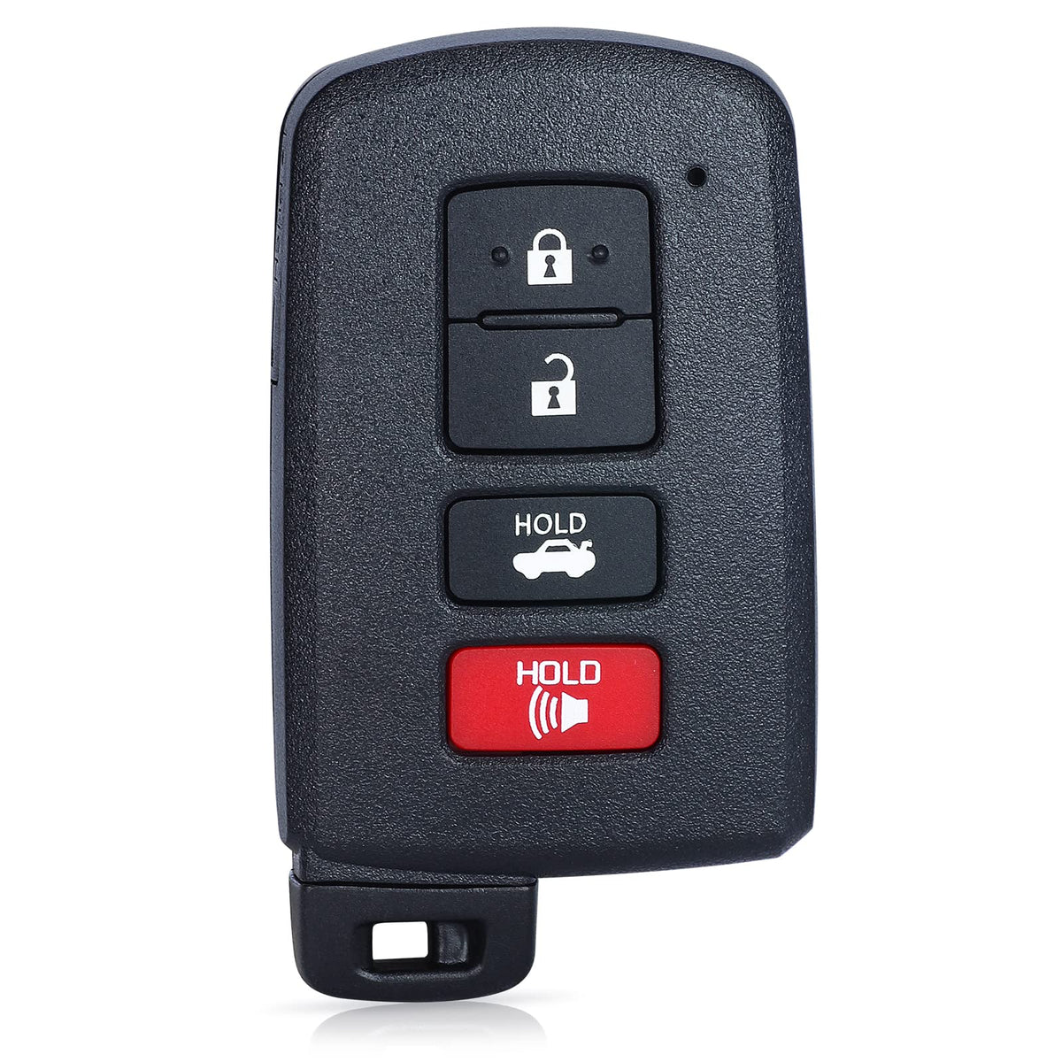 Keymall front view remote showing 4-button layout and easy operation