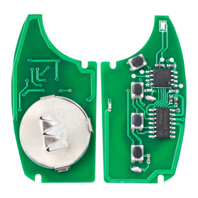 Keymall remote in hand to show compact size and ergonomic grip
