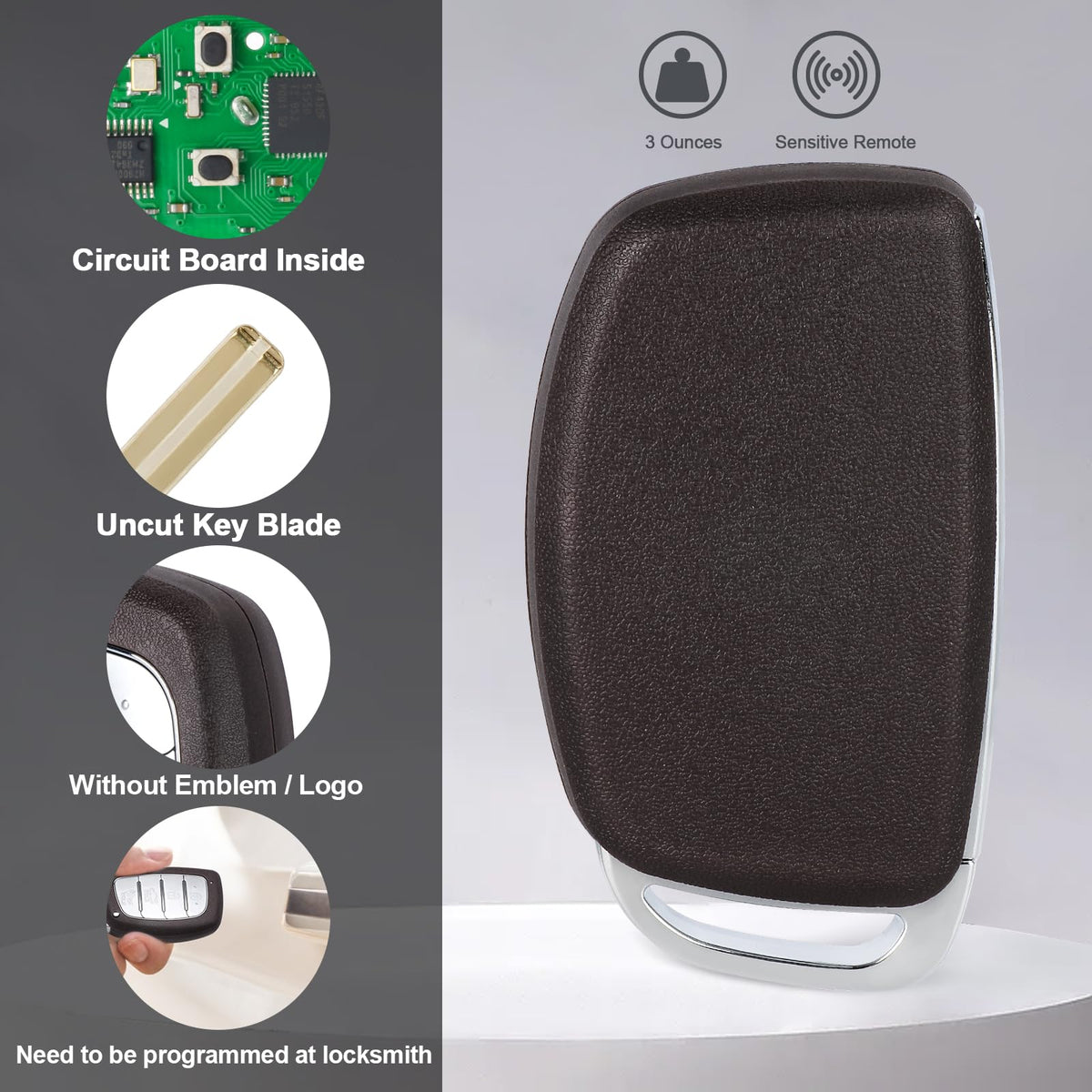 Keymall fob held in hand to show scale and easy pocketable size