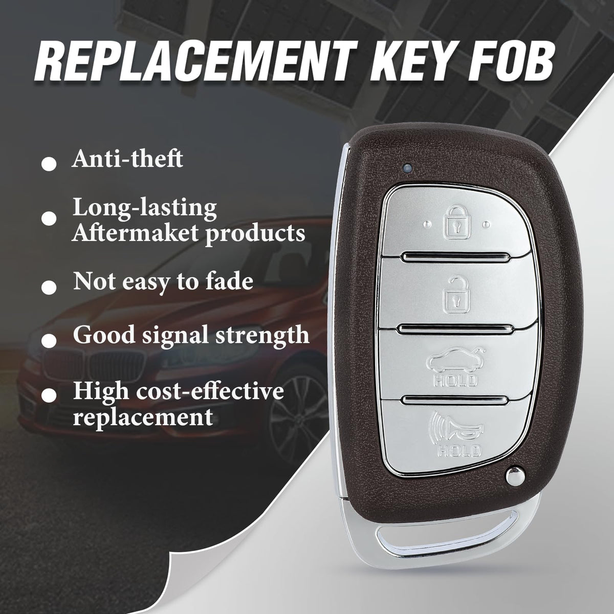 Keymall uncut emergency key blank unfolded beside fob for cutting convenience