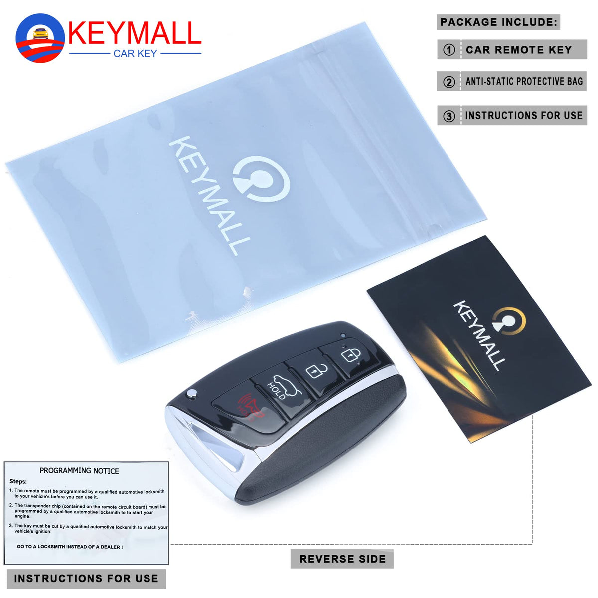 Keymall remote held in hand showing ergonomic grip and quick access convenience