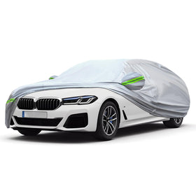 KEYOOG full car cover front view showing complete sedan protection benefit