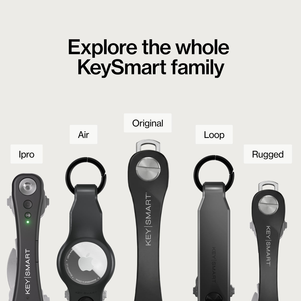 KeySmart on desk in black in everyday setting for tidy organization