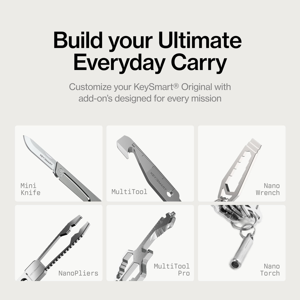 KeySmart opened to show tool-free assembly and easy reconfiguration