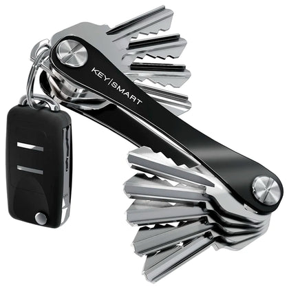 KeySmart front view showing compact black design and neat keys