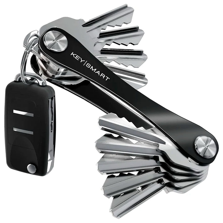 KeySmart front view showing compact black design and neat keys