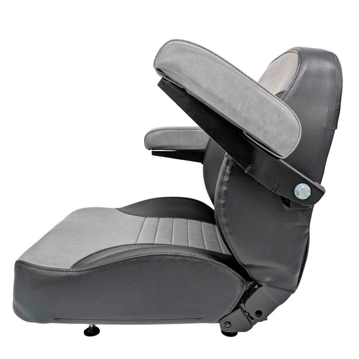 Keystone Seats Comfort Plus close-up of cushioned armrest adding operator comfort