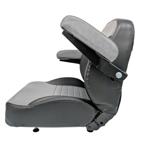 Keystone Seats Comfort Plus close-up of cushioned armrest adding operator comfort