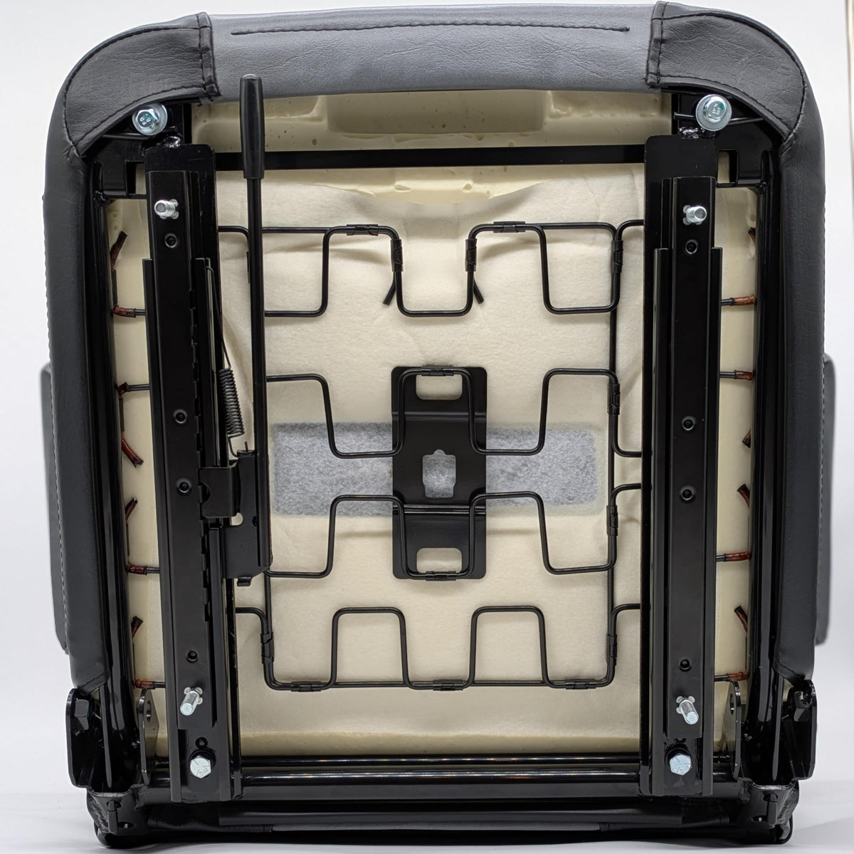 Keystone Seats Comfort Plus hot-stamped branding and bolster detail conveying premium finish