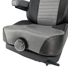 Keystone Seats suspension detail showing shock and bellows protection