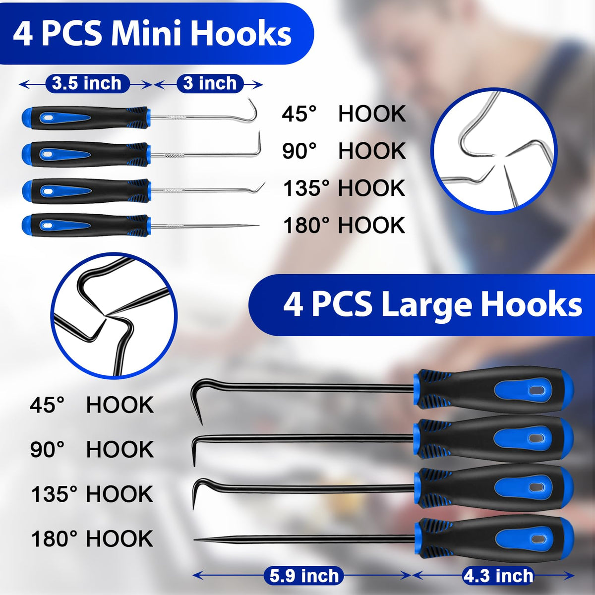 Keze close-up of metal picks and hooks highlighting hardened tips for precise leverage