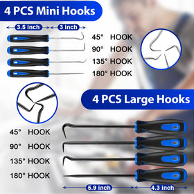 Keze close-up of metal picks and hooks highlighting hardened tips for precise leverage
