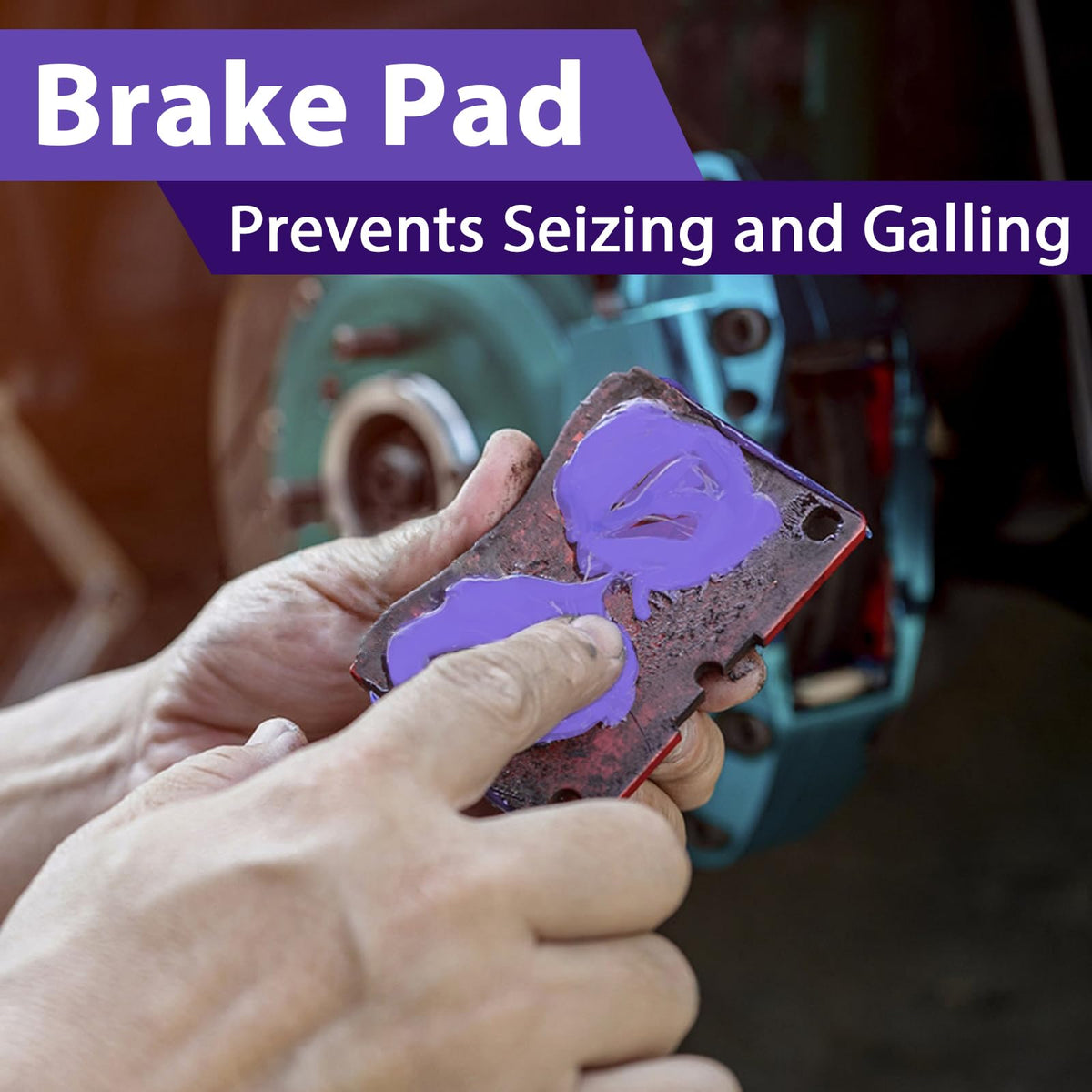 Keze grease on brake pad shim demonstrating reduced friction and quieter braking