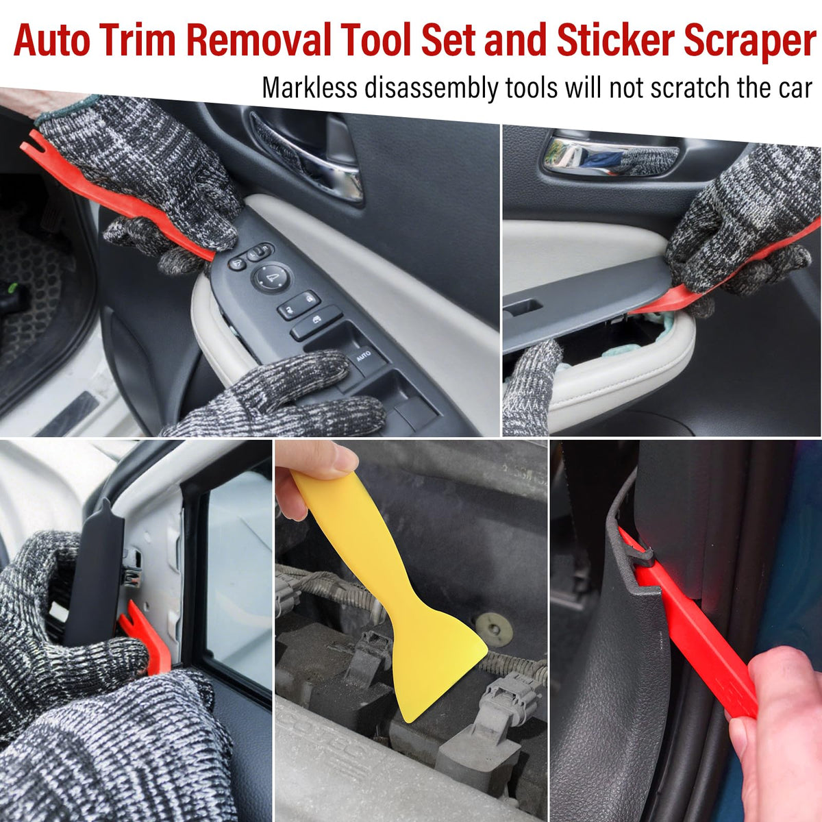 Keze plastic scraper detail removing adhesive residue without scratching surfaces