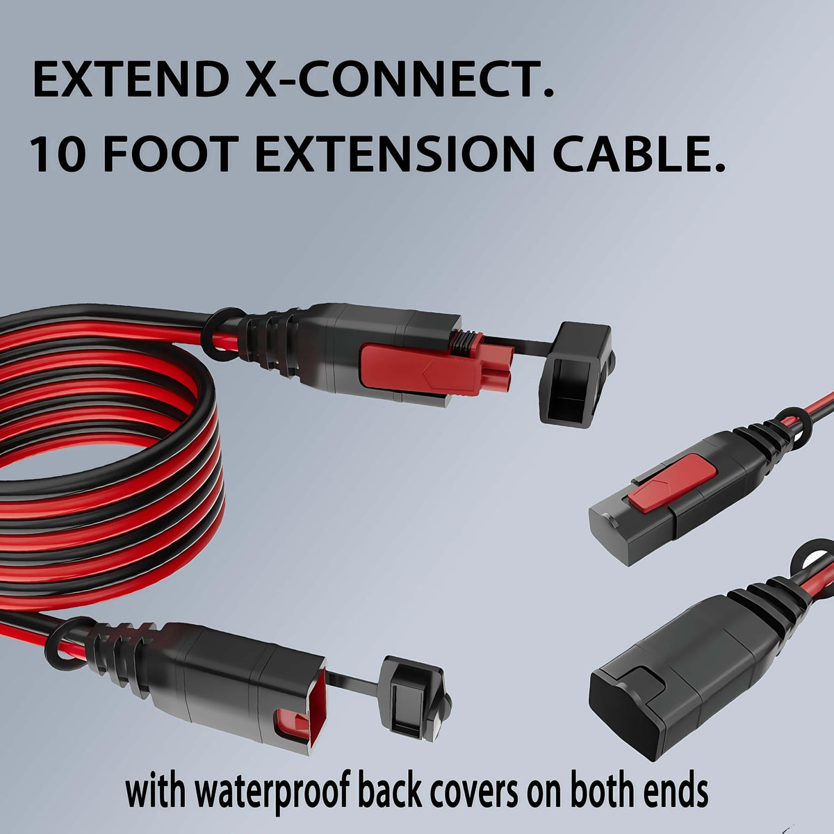 KIAPIEBIO extension connected to NOCO Genius charger showing flexible reach