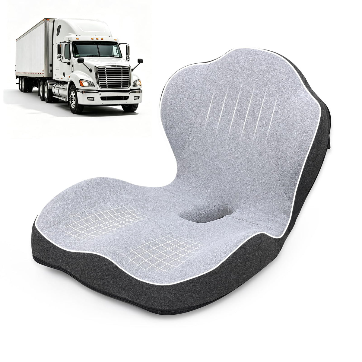 Kicknove front view of cushion showing ergonomic contour and improved comfort
