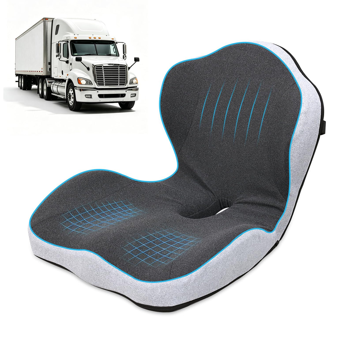 Kicknove front view on car seat showing raised posture benefit