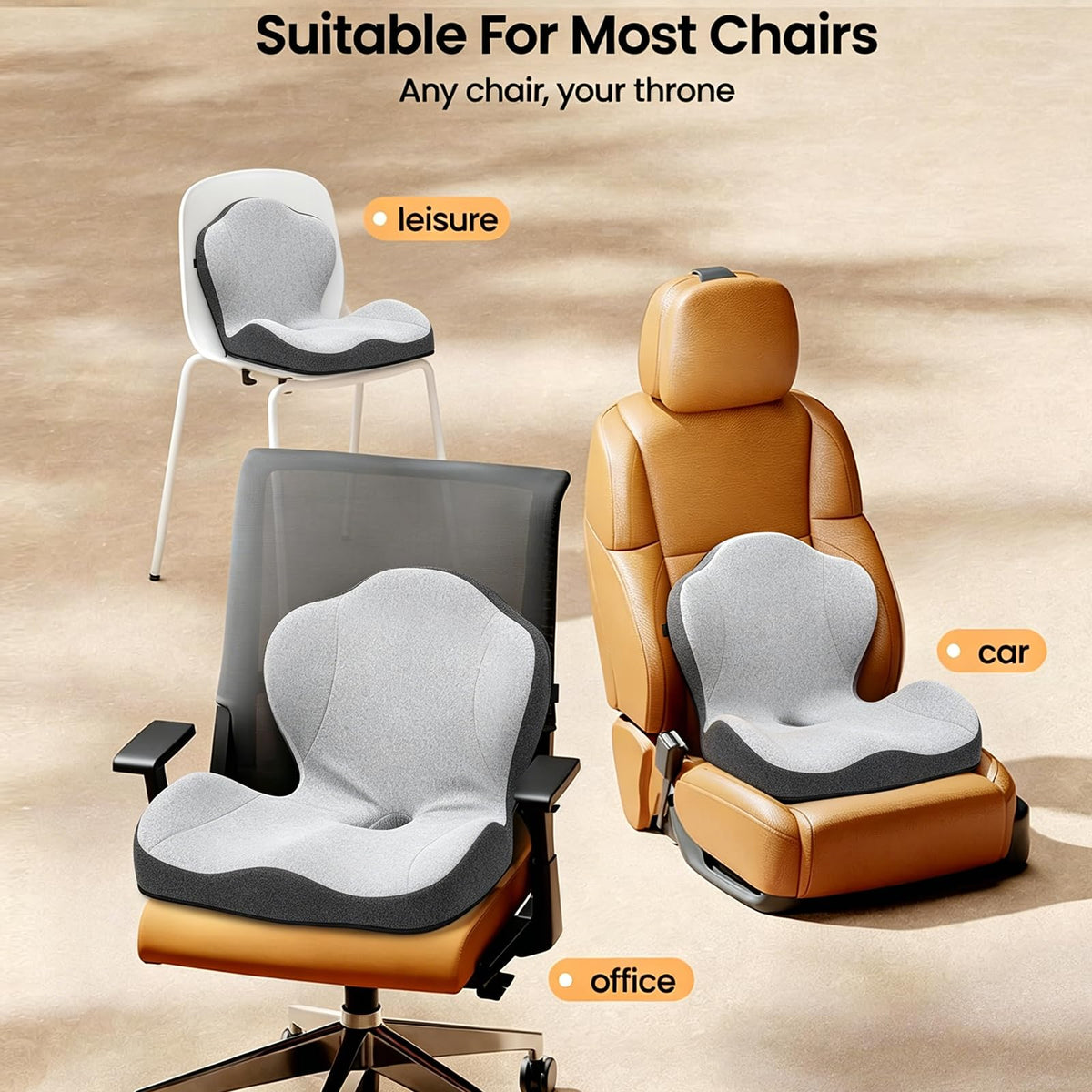 Kicknove cushion on office chair and gaming setup for versatile support