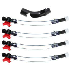 Kicofyee hose next to ruler showing 38 cm length for reduced whip and spills