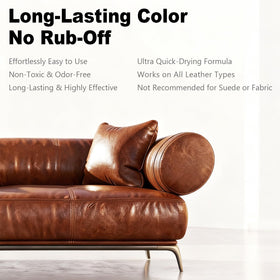 KIEPOL before-and-after sofa seat showing restored medium brown finish