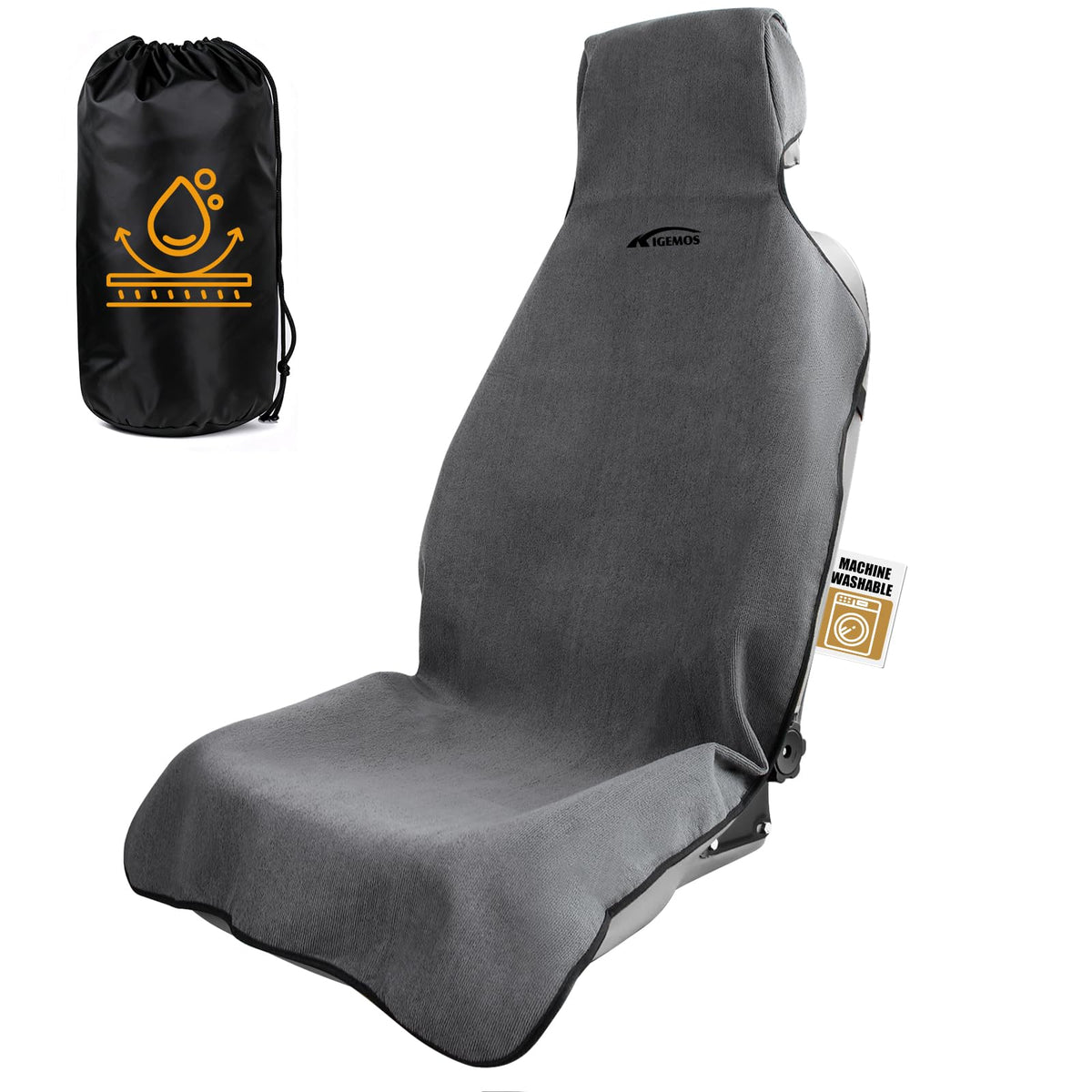 KIGEMOS front seat cover laid flat showing full protector and fit benefit