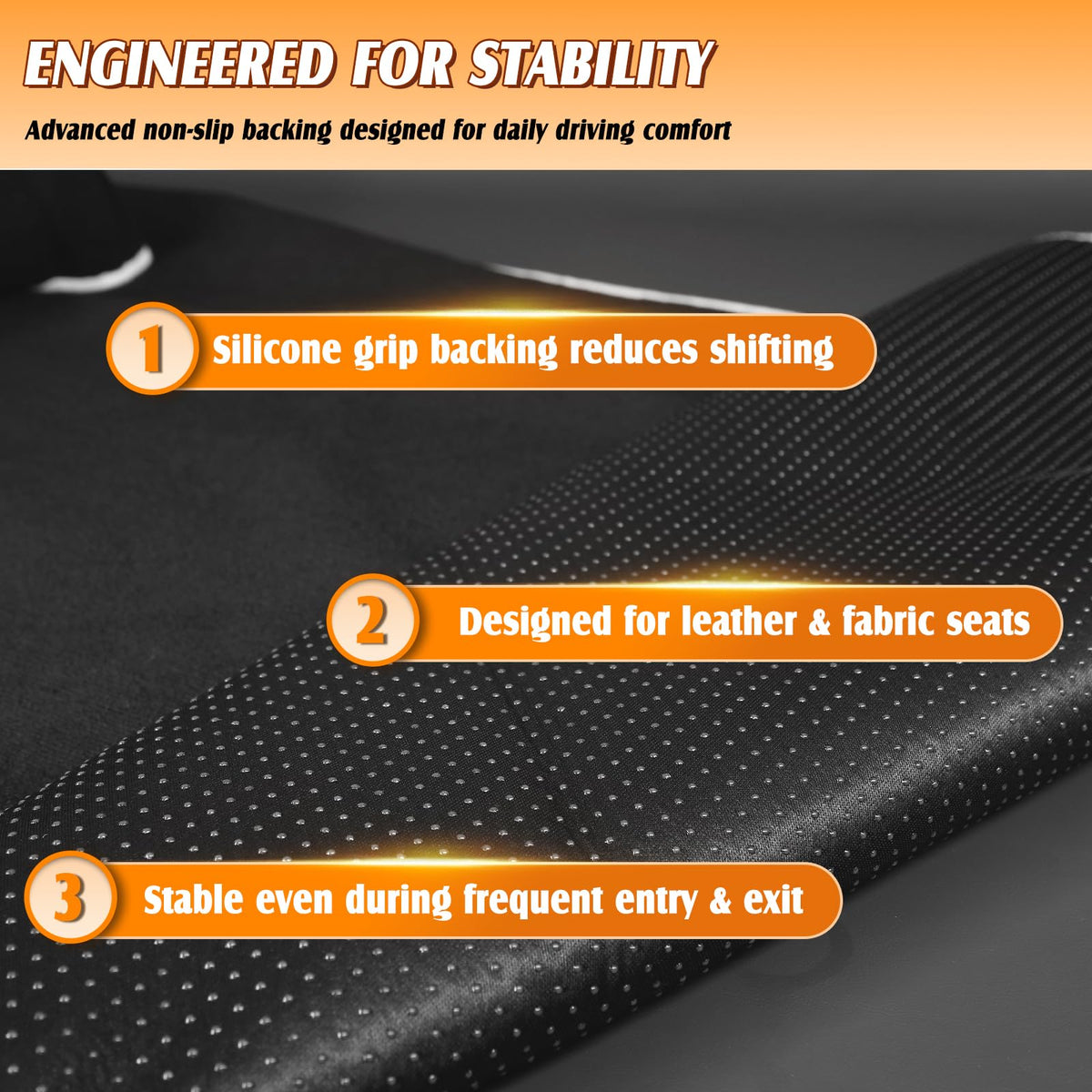 KIGEMOS installed on fabric seat shielding upholstery from spills