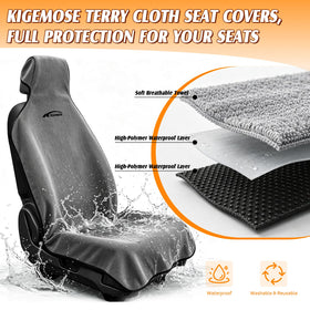 KIGEMOS seat cover on car front seat demonstrating fit