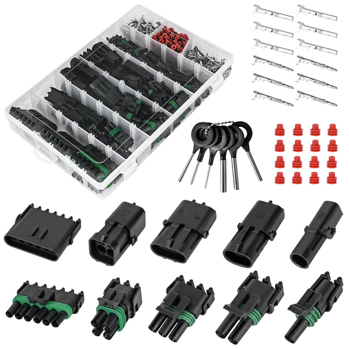 Kikerike front packaging showing compact waterproof connector kit benefit organization