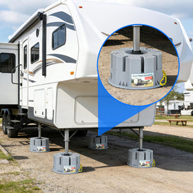 KIKIRV lifestyle image of stabilized camper at campsite improving safety