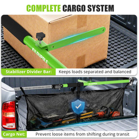 KILOUPOLE cargo bar next to ruler showing adjustable 43 to 75 inch span