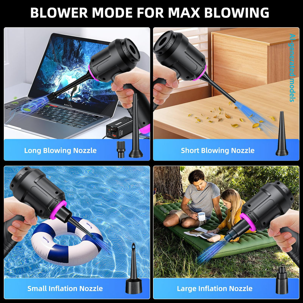 Kimdog inflator nozzle inflating an air mattress quickly and easily