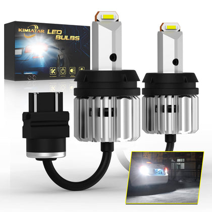 KIMLATAR front view of both 3157 bulbs highlighting plug-and-play fit