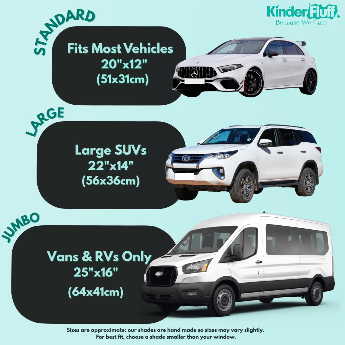 Kinder Fluff shade installed on car side window reducing glare while preserving visibility