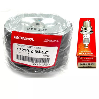 KINDZA front packaging showing air filter and BPR5ES spark plug, clear OEM fit benefit