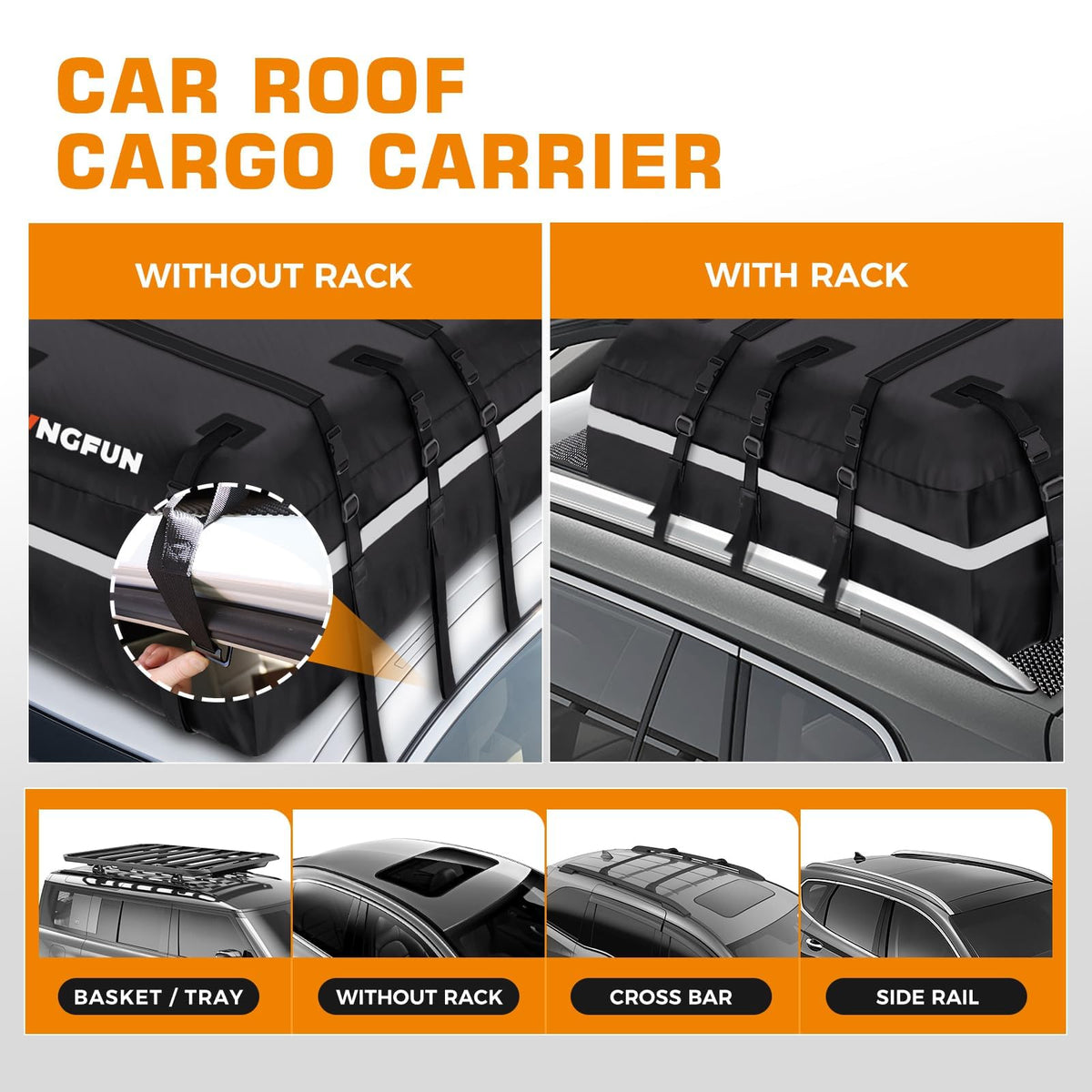 Kingfun anti-slip mat beneath bag demonstrating roof protection