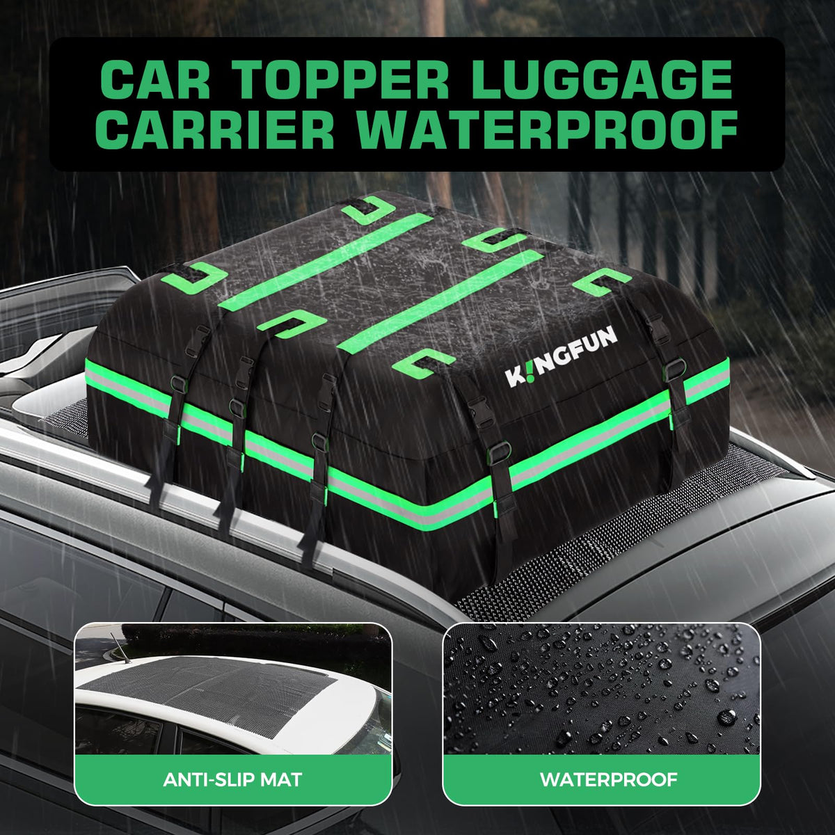 Kingfun close-up of waterproof 700D PVC material protecting luggage